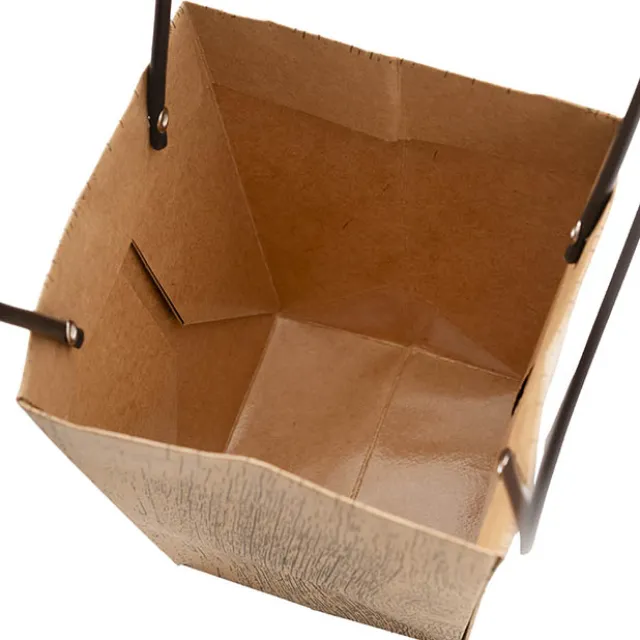 Flower Carry Bag Kraft Wood Grain Small Pk5 (9.5x13x15.5cmH)