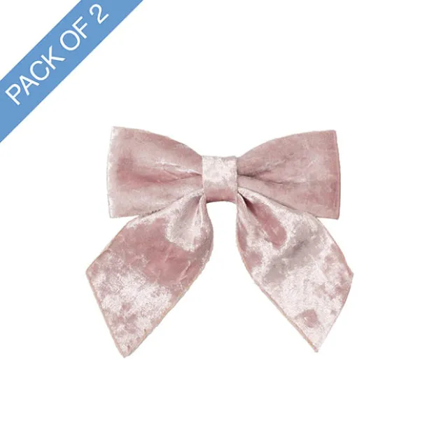 Pre-Made Bow Crushed Velvet Medium Pk2 Ice Pink (14Wx19cm)