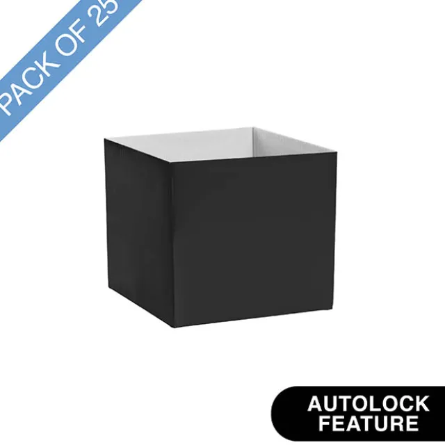 Mini Posy Box Gloss Autolock Base Pk25 Black (13x12cmH)