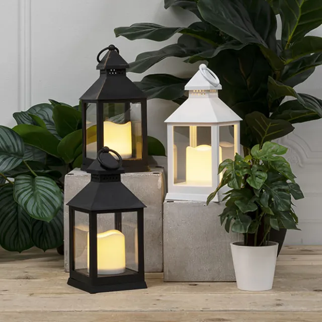 Vintage Lantern With LED Candle Black (10.5Dx24cmH)