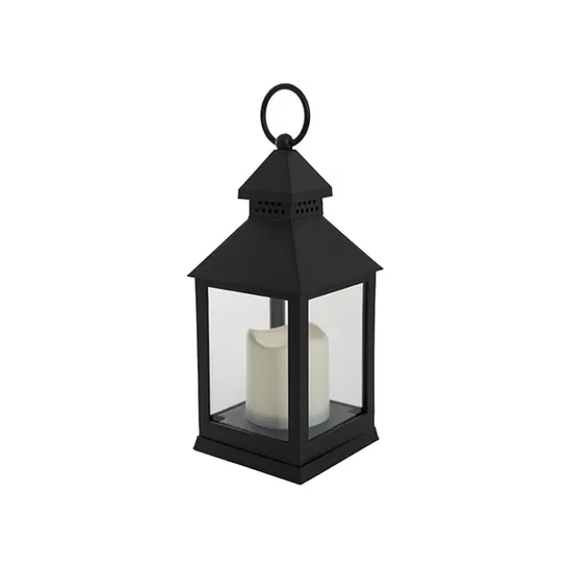 Vintage Lantern With LED Candle Black (10.5Dx24cmH)