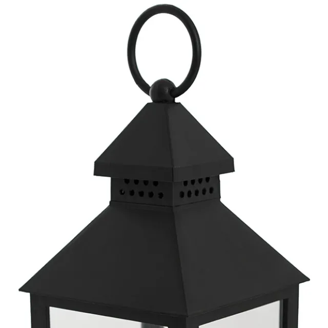 Vintage Lantern With LED Candle Black (10.5Dx24cmH)