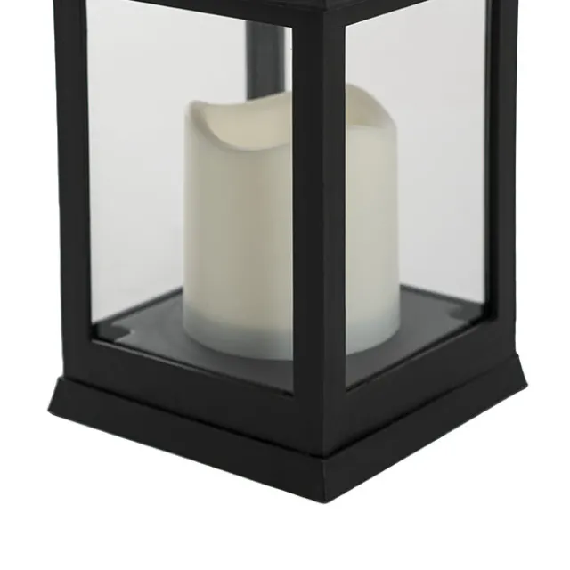 Vintage Lantern With LED Candle Black (10.5Dx24cmH)