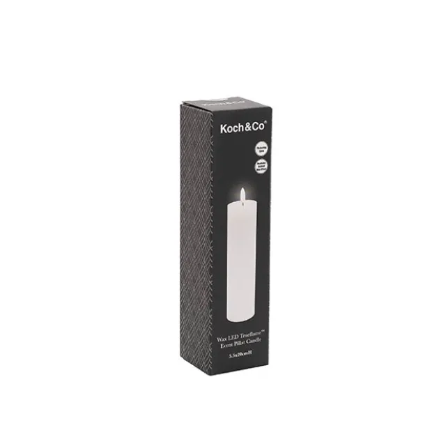 Wax LED Trueflame Event Pillar Candle White (5.5x20cmH)