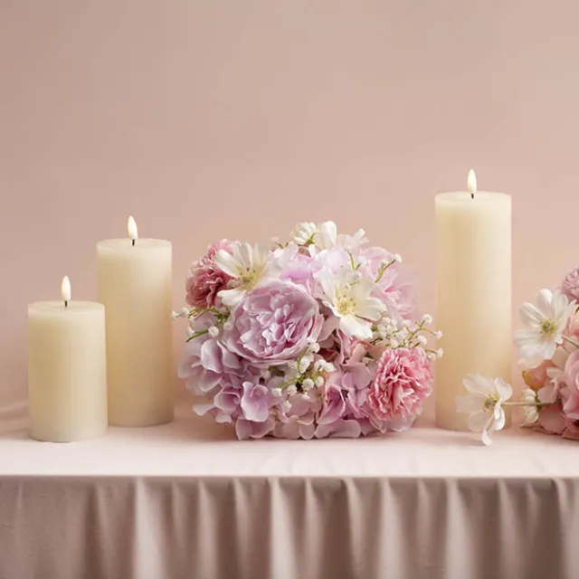 Wax LED Trueflame Event Pillar Candle Ivory (7.5x22.5cmH)