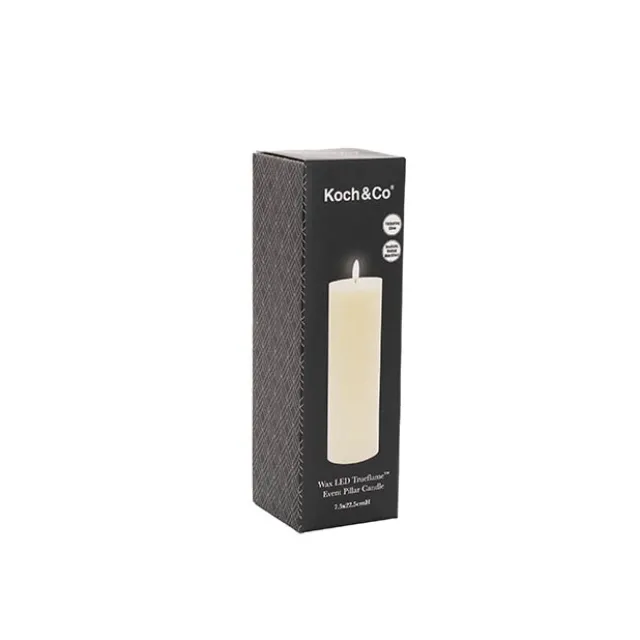 Wax LED Trueflame Event Pillar Candle Ivory (7.5x22.5cmH)