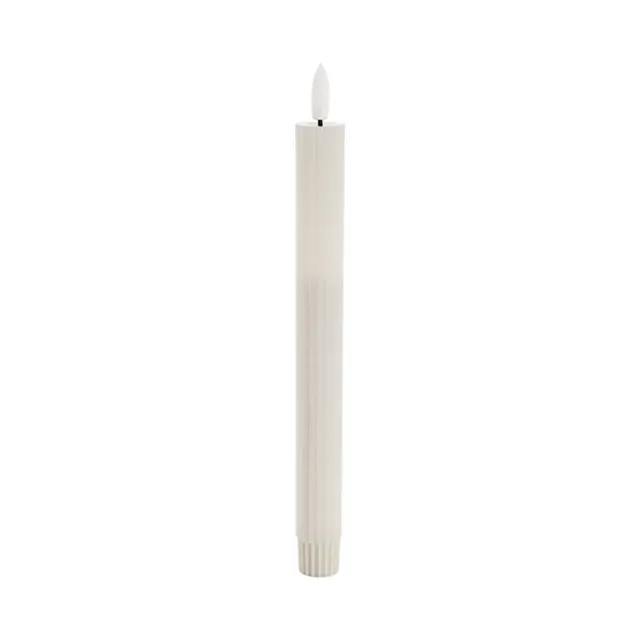 Wax LED Trueflame Fluted Taper Candle White 2PK (2x24.5cmH)