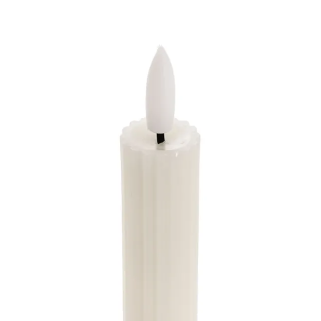 Wax LED Trueflame Fluted Taper Candle White 2PK (2x24.5cmH)