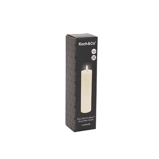 Wax LED Trueflame Event Pillar Candle Ivory (5.5x20cmH)