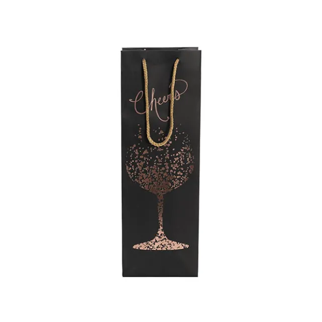 Wine Bag Single Bottle Pk5 Glass Rose Gold Black(12x9x36cmH)