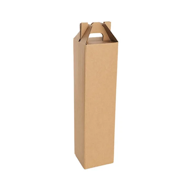 Wine Box Gable Handle Single Bottle Kraft (9x9x39.5cmH)