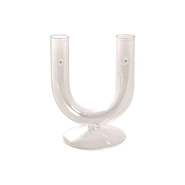 Glass Palma U Shape Dinner Taper Candle Holder (9×11×15cmH)