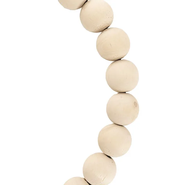Wooden Bead Wreath Natural (25cmD)