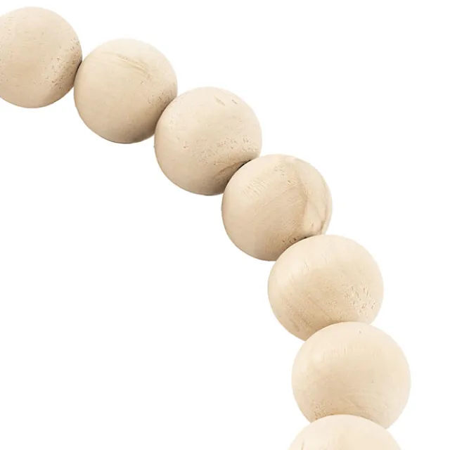 Wooden Bead Wreath Natural (25cmD)