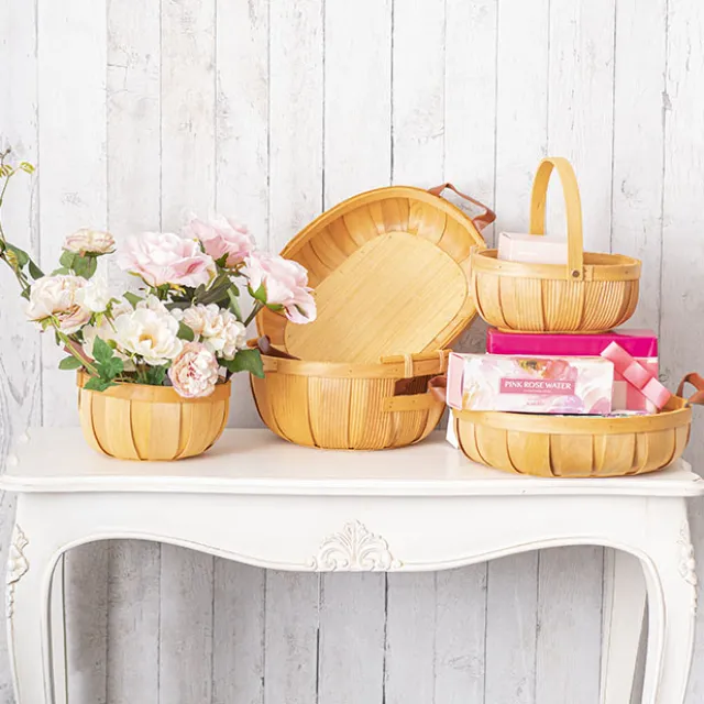 Woven Barrel Round Tray Natural (31.5x8cmH)