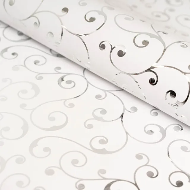 Wrapping Paper Elegant Swirls Gloss Silver Foil (70cmx25m)