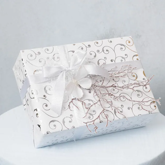Wrapping Paper Elegant Swirls Gloss Silver Foil (70cmx25m)