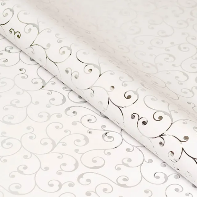 Wrapping Paper Elegant Swirls Gloss Silver Foil (70cmx25m)