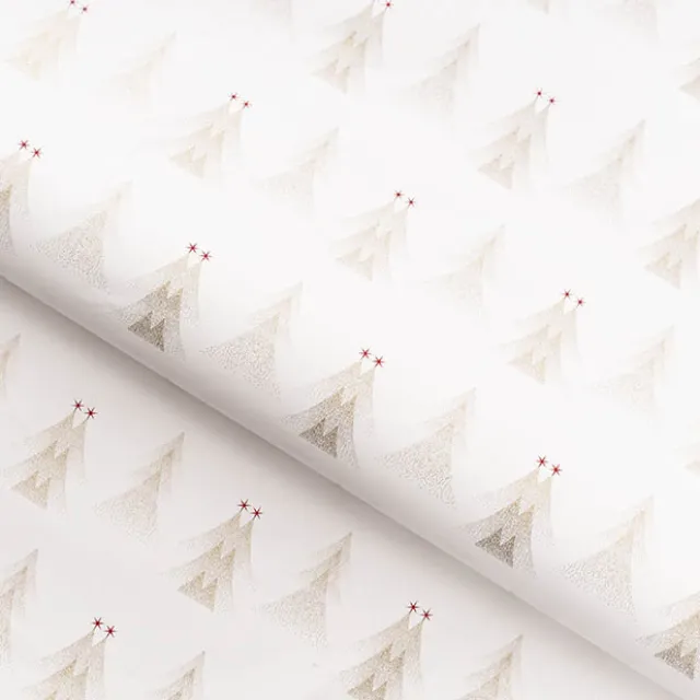 Wrapping Paper Roll Christmas Trees Gloss White (50cmx50m)