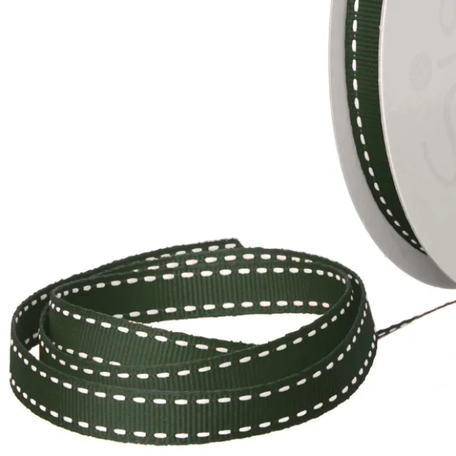 Ribbon Grosgrain Saddle Stitch Dark Green (10mmx20m)