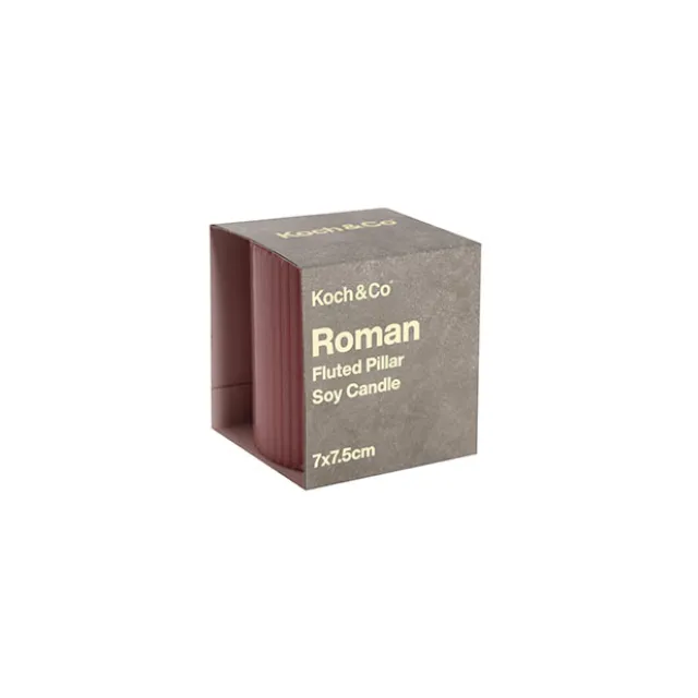 Roman Fluted Pillar Candle Dusty Pink (7x7.5cmH)