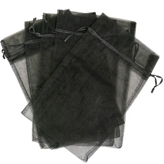 Organza Gift Bomboniere Bag Large Black Pack 10 (15x24cmH)