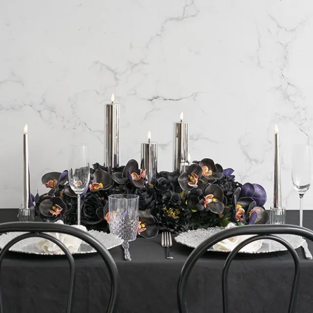 Event LED Trueflame Flickering Pillar Candle Chrome 5DX10cmH