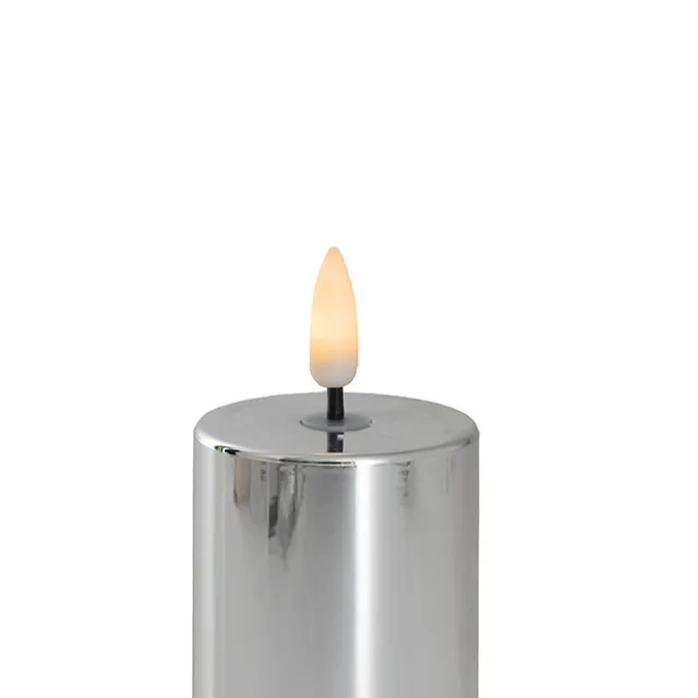 Event LED Trueflame Flickering Pillar Candle Chrome 5DX10cmH