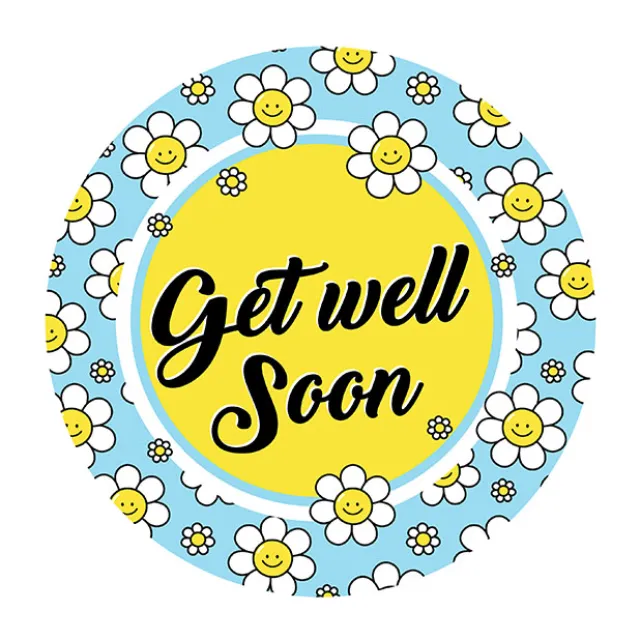 Foil Balloon 9" (22.5cmD) Pack 10 Get Well Soon Daisy Blue