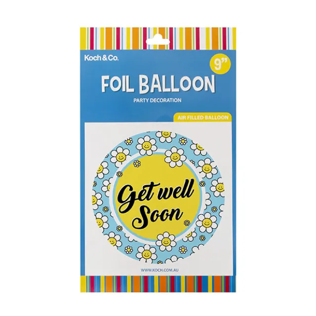 Foil Balloon 9" (22.5cmD) Pack 10 Get Well Soon Daisy Blue