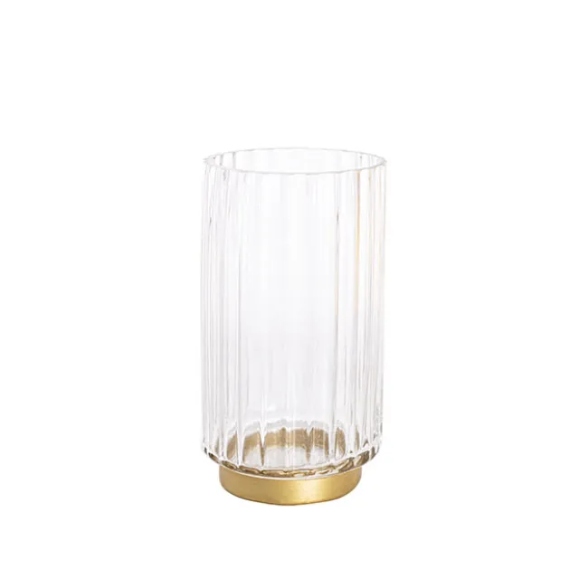 Glass Astoria Ribbed Vase Clear (11.5Dx20.5cmH)