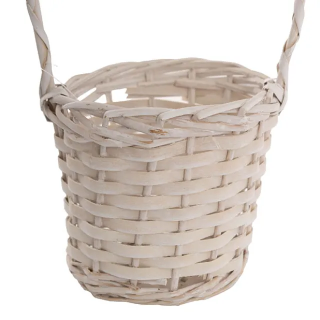 Willow Oval Flower Girl Basket White (15cmDx40cmH)