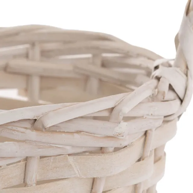 Willow Oval Flower Girl Basket White (15cmDx40cmH)