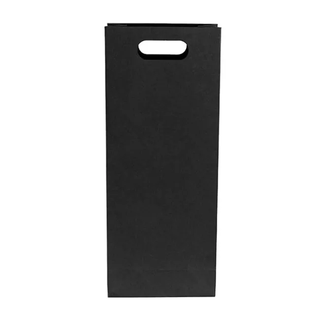 Two Bottle Kraft Wine Bag Pack 5 Black (17Wx9Gx42cmH)
